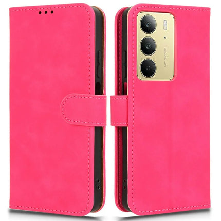 For Realme C75 Leather Case Skin Feel Anti Drop Wallet Flip Phone Cover - Rose