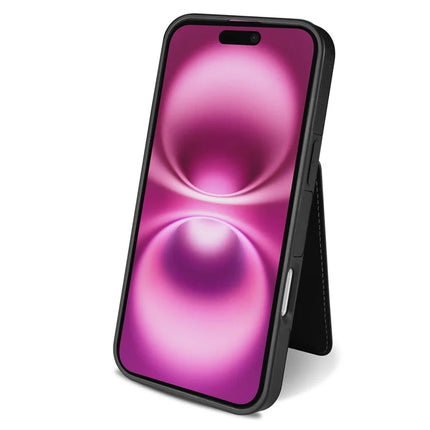 For iPhone 16 Plus Case Compatible with MagSafe Detachable Card Holder Kickstand Leather Phone Back Cover
