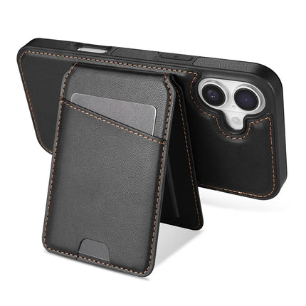 For iPhone 16 Plus Case Compatible with MagSafe Detachable Card Holder Kickstand Leather Phone Back Cover