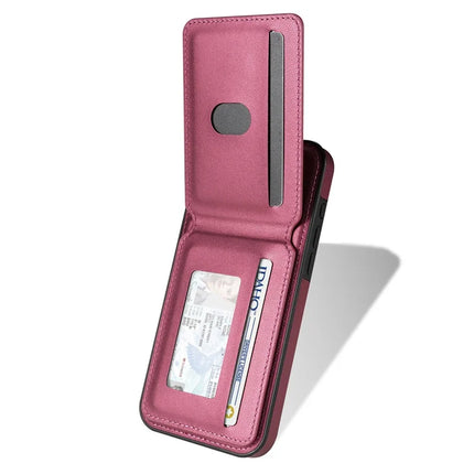 For iPhone 16 Plus Case Compatible with MagSafe Detachable Card Holder Kickstand Leather Phone Back Cover
