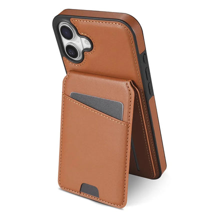 For iPhone 16 Plus Case Compatible with MagSafe Detachable Card Holder Kickstand Leather Phone Back Cover