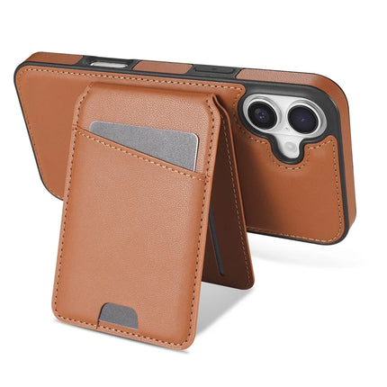 For iPhone 16 Plus Case Compatible with MagSafe Detachable Card Holder Kickstand Leather Phone Back Cover