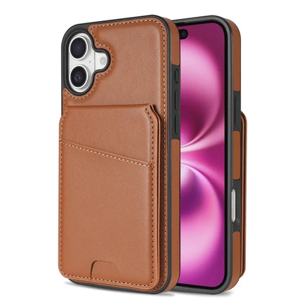 For iPhone 16 Plus Case Compatible with MagSafe Detachable Card Holder Kickstand Leather Phone Back Cover