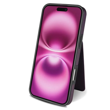 For iPhone 16 Plus Case Compatible with MagSafe Detachable Card Holder Kickstand Leather Phone Back Cover