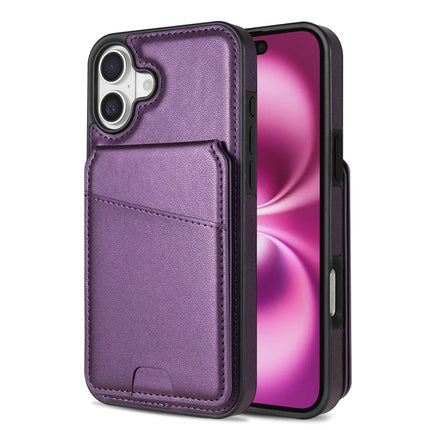 For iPhone 16 Plus Case Compatible with MagSafe Detachable Card Holder Kickstand Leather Phone Back Cover