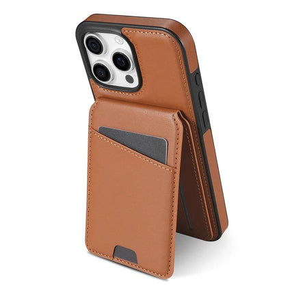 For iPhone 16 Pro Case Compatible with MagSafe Detachable Card Holder Kickstand Leather Phone Back Cover