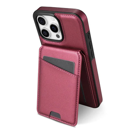 For iPhone 16 Pro Max Case Compatible with MagSafe Detachable Card Holder Kickstand Leather Phone Back Cover
