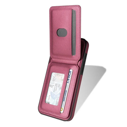 For iPhone 16 Pro Max Case Compatible with MagSafe Detachable Card Holder Kickstand Leather Phone Back Cover