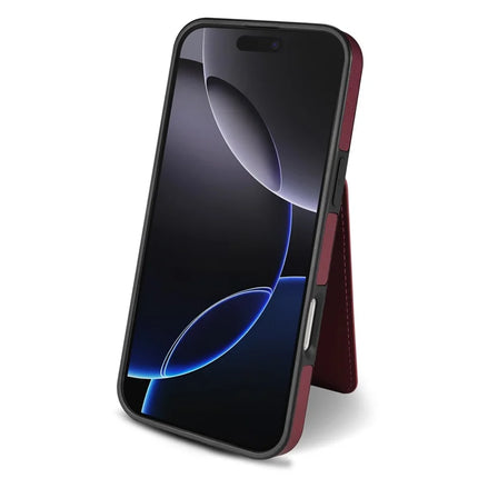 For iPhone 16 Pro Max Case Compatible with MagSafe Detachable Card Holder Kickstand Leather Phone Back Cover