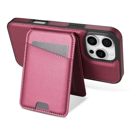 For iPhone 16 Pro Max Case Compatible with MagSafe Detachable Card Holder Kickstand Leather Phone Back Cover
