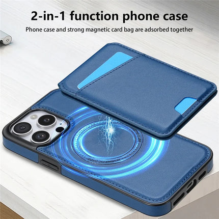 For iPhone 16 Pro Max Case Compatible with MagSafe Detachable Card Holder Kickstand Leather Phone Back Cover