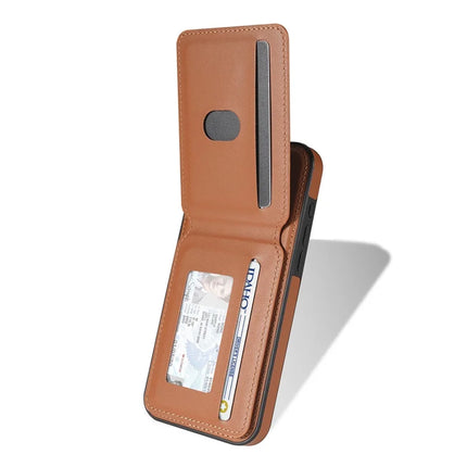 For iPhone 16 Pro Max Case Compatible with MagSafe Detachable Card Holder Kickstand Leather Phone Back Cover