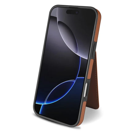 For iPhone 16 Pro Max Case Compatible with MagSafe Detachable Card Holder Kickstand Leather Phone Back Cover