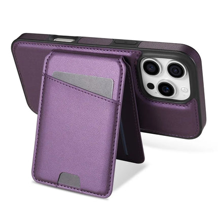 For iPhone 16 Pro Max Case Compatible with MagSafe Detachable Card Holder Kickstand Leather Phone Back Cover