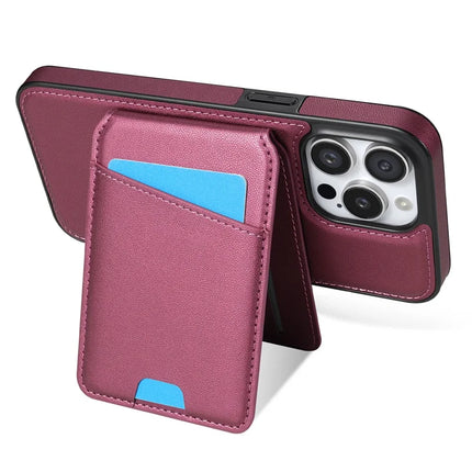 For iPhone 15 Pro Max Case Compatible with MagSafe Detachable Card Holder Kickstand Leather Phone Back Cover