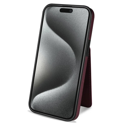 For iPhone 15 Pro Max Case Compatible with MagSafe Detachable Card Holder Kickstand Leather Phone Back Cover