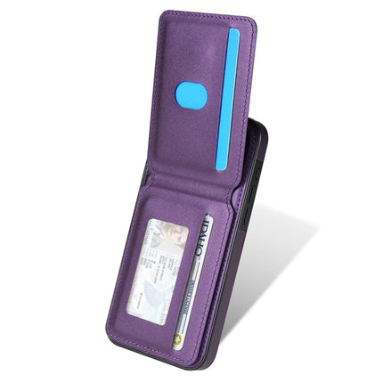 For iPhone 14 Case Compatible with MagSafe Detachable Card Holder Kickstand Leather Phone Back Cover