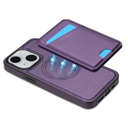 For iPhone 13 Case Compatible with MagSafe Detachable Card Holder Kickstand Leather Phone Back Cover