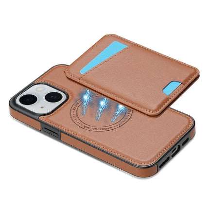 For iPhone 13 Case Compatible with MagSafe Detachable Card Holder Kickstand Leather Phone Back Cover