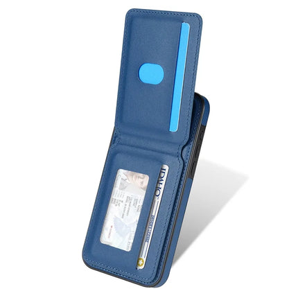 For iPhone 13 Pro Max Case Compatible with MagSafe Detachable Card Holder Kickstand Leather Phone Back Cover