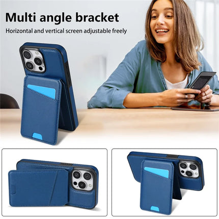 For iPhone 13 Pro Max Case Compatible with MagSafe Detachable Card Holder Kickstand Leather Phone Back Cover