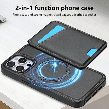 For iPhone 13 Pro Max Case Compatible with MagSafe Detachable Card Holder Kickstand Leather Phone Back Cover
