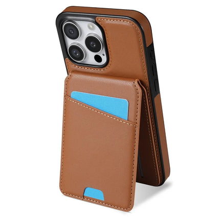 For iPhone 13 Pro Max Case Compatible with MagSafe Detachable Card Holder Kickstand Leather Phone Back Cover