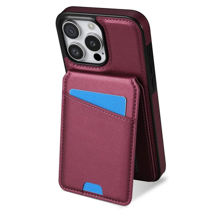 For iPhone 13 Pro Max Case Compatible with MagSafe Detachable Card Holder Kickstand Leather Phone Back Cover