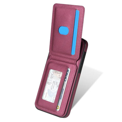 For iPhone 13 Pro Max Case Compatible with MagSafe Detachable Card Holder Kickstand Leather Phone Back Cover