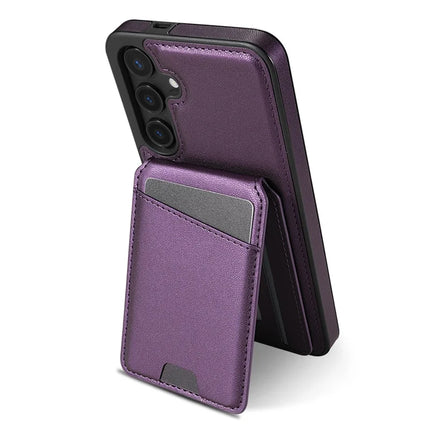 For Samsung Galaxy A55 5G Case Compatible with MagSafe Detachable Card Holder Kickstand Leather Phone Back Cover