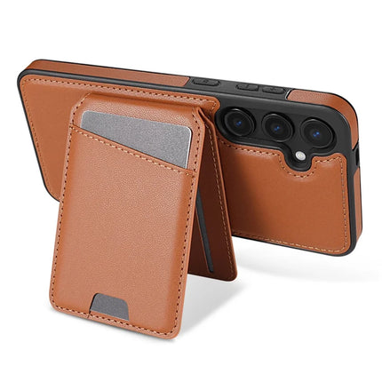 For Samsung Galaxy A55 5G Case Compatible with MagSafe Detachable Card Holder Kickstand Leather Phone Back Cover