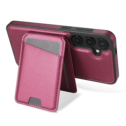 For Samsung Galaxy A55 5G Case Compatible with MagSafe Detachable Card Holder Kickstand Leather Phone Back Cover