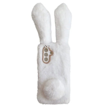 For Samsung Galaxy A36 5G Case Bunny Ears Furry Soft TPU Protective Phone Cover - White