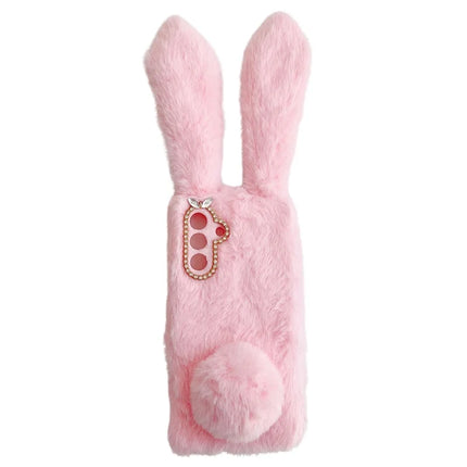For Samsung Galaxy A36 5G Case Bunny Ears Furry Soft TPU Protective Phone Cover - Pink