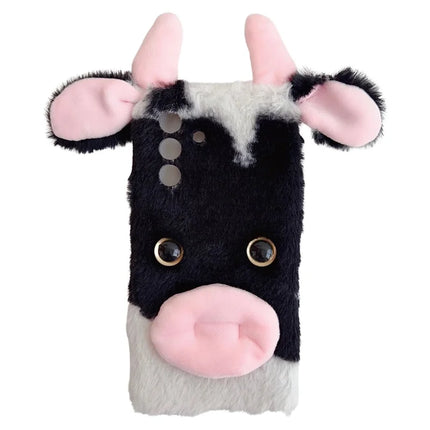 For Samsung Galaxy A36 5G Case Fluffy Cows Ear Soft TPU Protective Phone Cover - Black