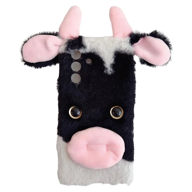For Samsung Galaxy A36 5G Case Fluffy Cows Ear Soft TPU Protective Phone Cover - Black