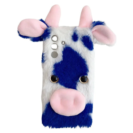 For Samsung Galaxy A36 5G Case Fluffy Cows Ear Soft TPU Protective Phone Cover - Blue