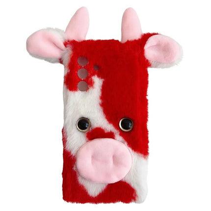 For Samsung Galaxy A56 5G Case Fluffy Cows Ear Soft TPU Protective Phone Cover - Red