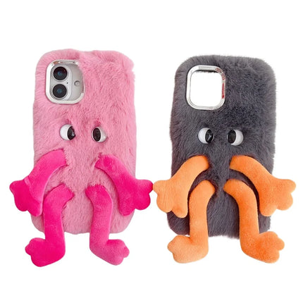 For iPhone 16 Plus Fluffy Phone Case Long Leg Expressive Eye TPU Mobile Cover