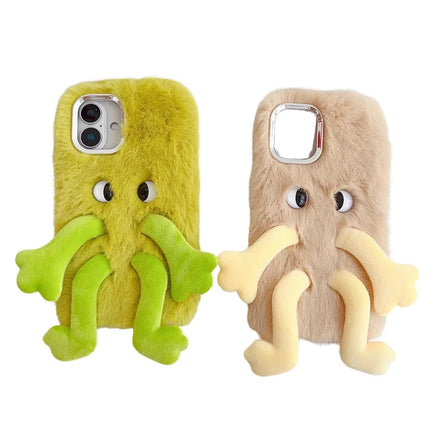 For iPhone 16 Plus Fluffy Phone Case Long Leg Expressive Eye TPU Mobile Cover