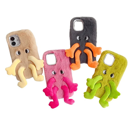 For iPhone 16 Plus Fluffy Phone Case Long Leg Expressive Eye TPU Mobile Cover