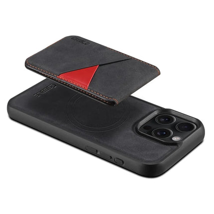 ESEBLE E2 For iPhone 15 Pro Max Magnetic Case RFID Blocking Retro Leather Back Cover with Detachable Card Holder