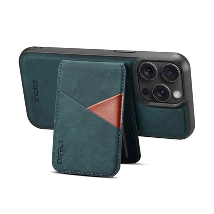 ESEBLE E2 For iPhone 15 Pro Max Magnetic Case RFID Blocking Retro Leather Back Cover with Detachable Card Holder