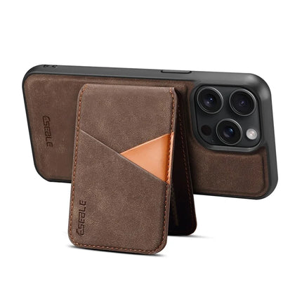ESEBLE E2 For iPhone 15 Pro Max Magnetic Case RFID Blocking Retro Leather Back Cover with Detachable Card Holder