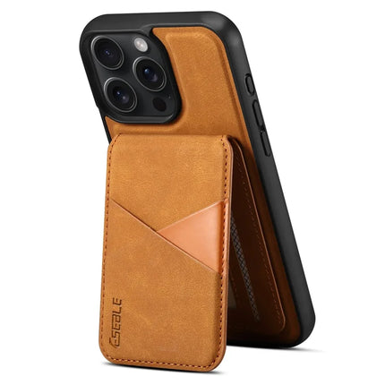ESEBLE E2 For iPhone 16 Pro Max Magnetic Case RFID Blocking Retro Leather Back Cover with Detachable Card Holder