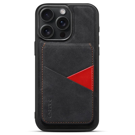ESEBLE E2 For iPhone 16 Pro Max Magnetic Case RFID Blocking Retro Leather Back Cover with Detachable Card Holder - Black