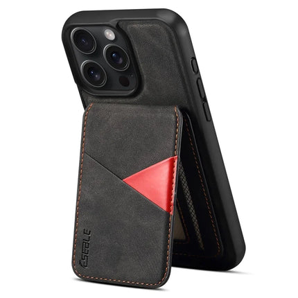 ESEBLE E2 For iPhone 16 Pro Max Magnetic Case RFID Blocking Retro Leather Back Cover with Detachable Card Holder