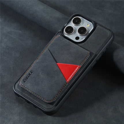 ESEBLE E2 For iPhone 16 Pro Max Magnetic Case RFID Blocking Retro Leather Back Cover with Detachable Card Holder