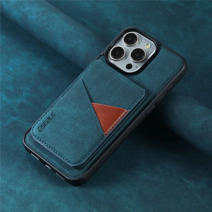 ESEBLE E2 For iPhone 16 Pro Max Magnetic Case RFID Blocking Retro Leather Back Cover with Detachable Card Holder