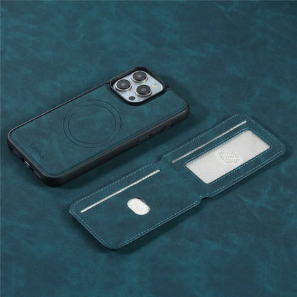 ESEBLE E2 For iPhone 16 Pro Max Magnetic Case RFID Blocking Retro Leather Back Cover with Detachable Card Holder